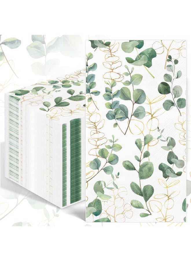 IANFEPH 100PCS Greenery Paper Napkins 3 Ply Disposable Hand Towels for Bathroom Green Eucalyptus Leaf Guest Napkins Decorative Dinner Napkins for Wedding Birthday Bridal Baby Shower Spring Party - Image 1