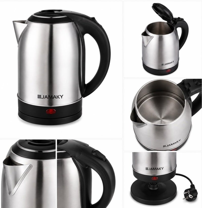 JAMAKY Electric kettle 1.8 liters with Italian technology, stainless steel, 1800 watts, model JMK9502, light indicator, stainless steel lining, large power and capacity, for home and office - Image 3