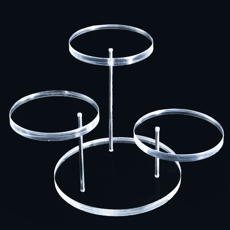 Acrylic Ring Display Stand Multi-Tier Jewelry Organizer 3 round transparent 