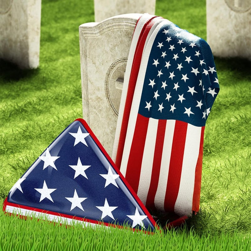 Kajaia 2 Pieces Vinyl Memorial Flag Display Bag with Zipper Lightweight Easy Storage Memorial Day Burial Folded Flags Plastic Bags Triangle Holders for American Veterans Funeral 5 x 95 - Image 5