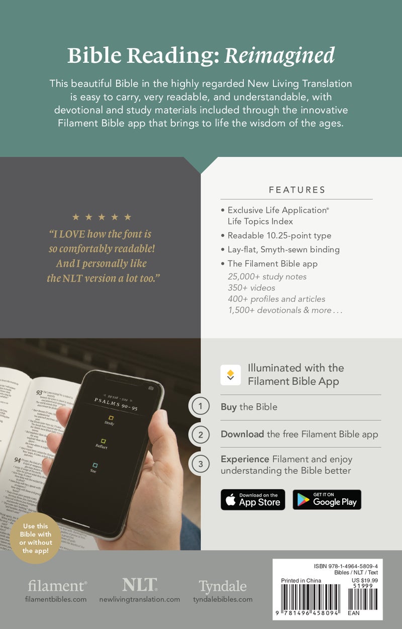 NLT Large Print Premium Value Thinline Bible, Filament-Enabled Edition (LeatherLike, Eucalyptus Teal) - Image 2