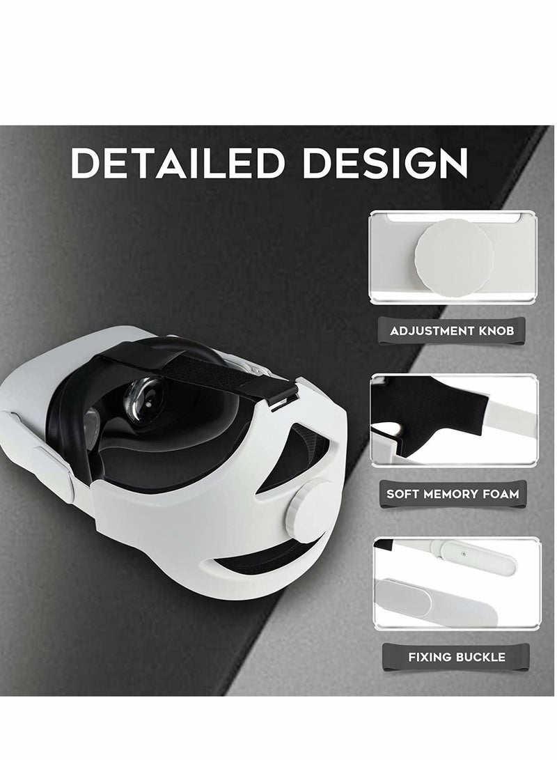 Head Strap Compatible for Oculus Quest 2 Replacement Elite Adjustable Comfortable with Cushion Reduce Pressure (White) - Image 5