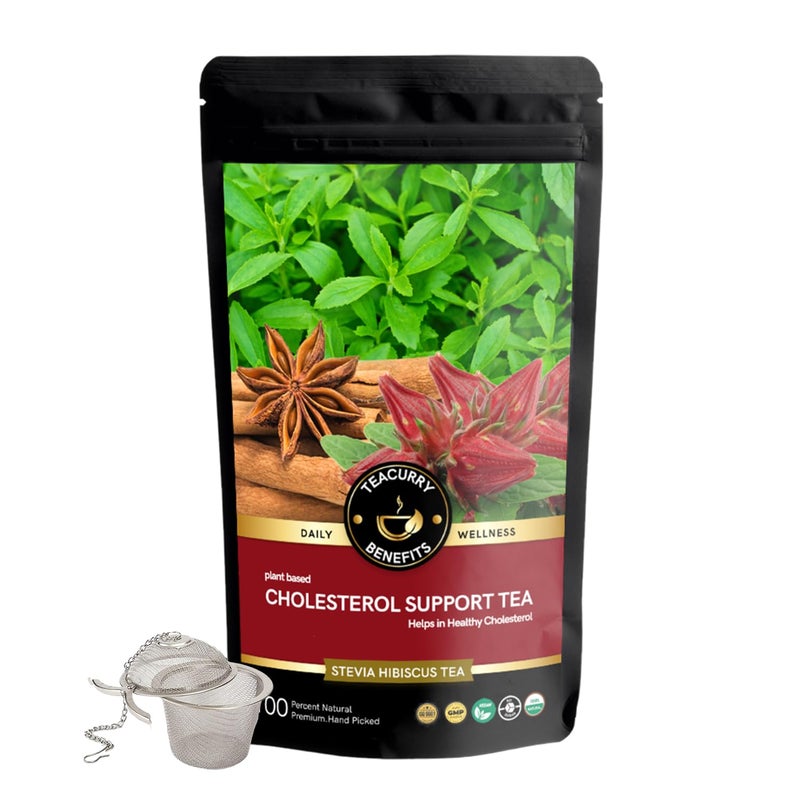 Teacurry Cholesterol Support Tea (200 Gram Loose with Infuser) Helps with Cholesterol - All Natural tea for Body Wellness - Image 1