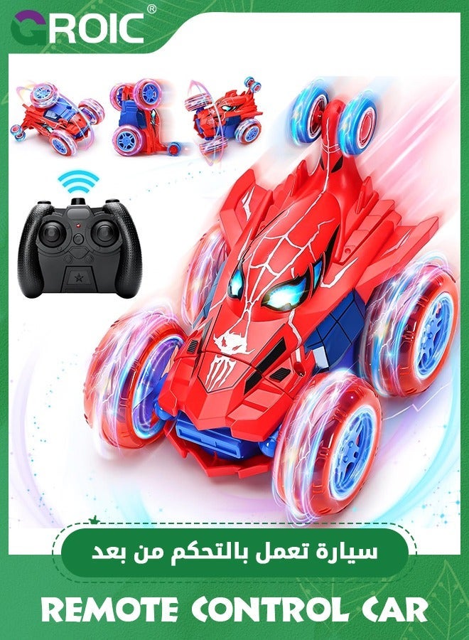 GROIC Spider Remote Control Car for 5-7,360° Rotating Double Sided RC Stunt with Cool Wheel Lights,4WD Off Road Crawlers Outdoor Toys Cars Kids  Youth, Birthday Gift - Image 1