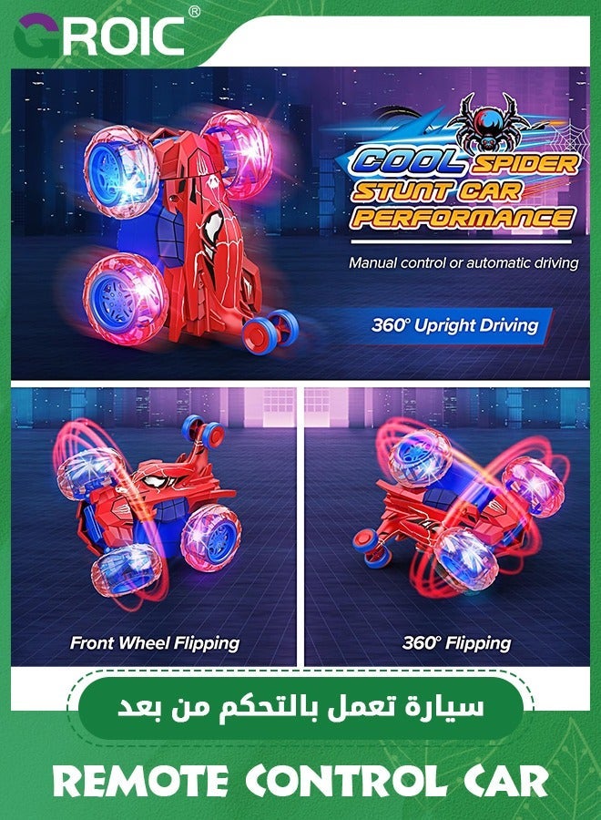 GROIC Spider Remote Control Car for 5-7,360° Rotating Double Sided RC Stunt with Cool Wheel Lights,4WD Off Road Crawlers Outdoor Toys Cars Kids  Youth, Birthday Gift - Image 4