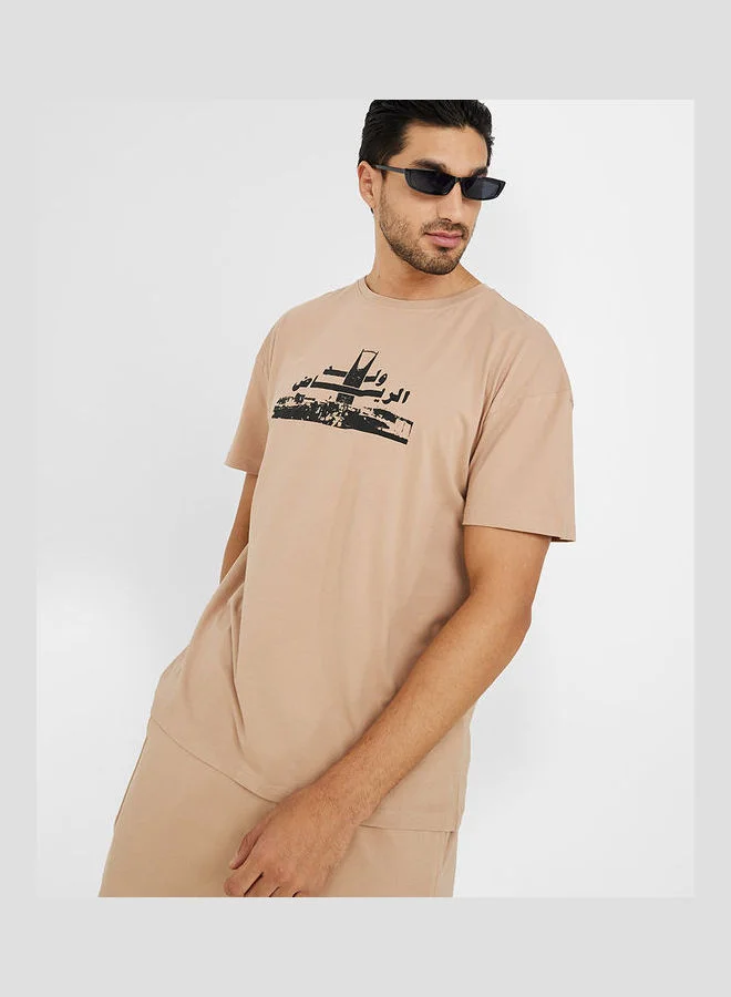 Styli Oversized Back Print Cotton T-Shirt