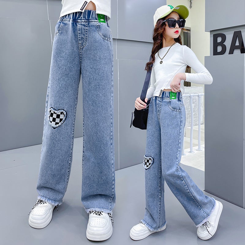 Girls' Denim Pants, Girls' Loose Jeans, Single Pants, Children'S Clothing, New Baby Pants, - Image 2