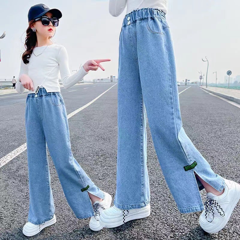 Girls' Denim Pants, Girls' Loose Jeans, Single Pants, Children'S Clothing, New Baby Pants, - Image 3