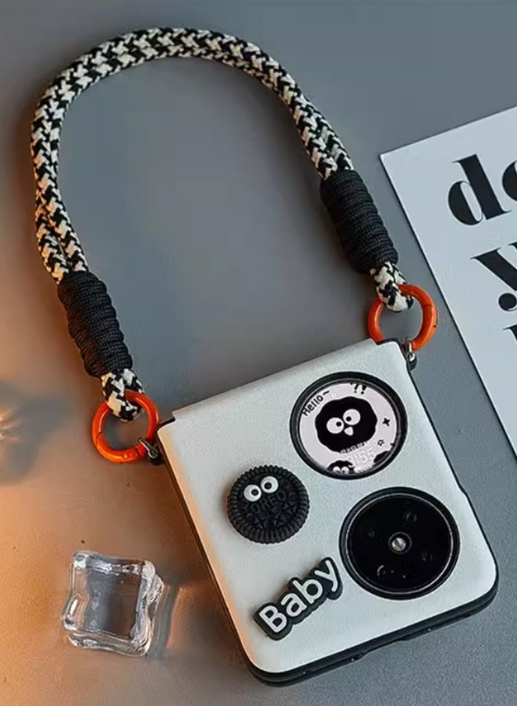 Suitable for Huawei Pocket 2 Pocket S P50 Pocket Phone Case, Coal Ball, Black And White Grid Rope - Image 3