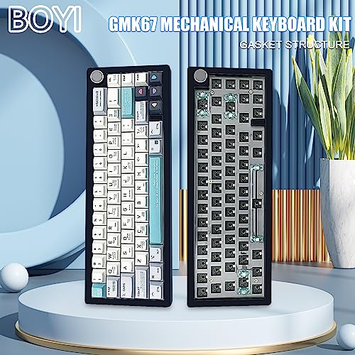 Boyi مجموعة لوحة المفاتيح BOYI GMK67 بدون قاعدة، 65% RGB قابلة للتبديل الساخن مثبتة على حشوة ثلاثية الوضع BT/2.4GHz/USB-C 4000mAh لوحة مفاتيح ميكانيكية مخصصة قابلة للبرمجة للألعاب DIY مع مقبض (أسود) - Image 2