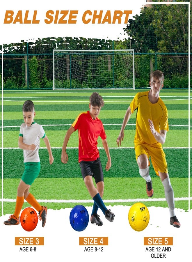 مجموعة كرات قدم جليمين مكونة من 6 قطع مع مضخة، مقاسات 5/4/3، كرات قدم غير منفوخة، هدية للشباب والكبار، للتدريب والممارسة، مناسبة للعب كرة القدم في المدرسة، هدية رياضية، هدية عيد ميلاد، حفلة (لون زاهٍ، مقاس 5، جديد) - Image 3
