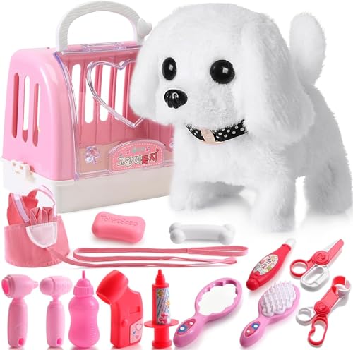 WorWoder 15 Pcs Robot Puppy Dog Toys for Girls Kids Boys Realistic Robot Puppy Toys with Walk Bark Toy Gifts for 3 4 5 6 Year Old Ideas 3 4 5 6 Year Old Birthday Gifts - Image 1