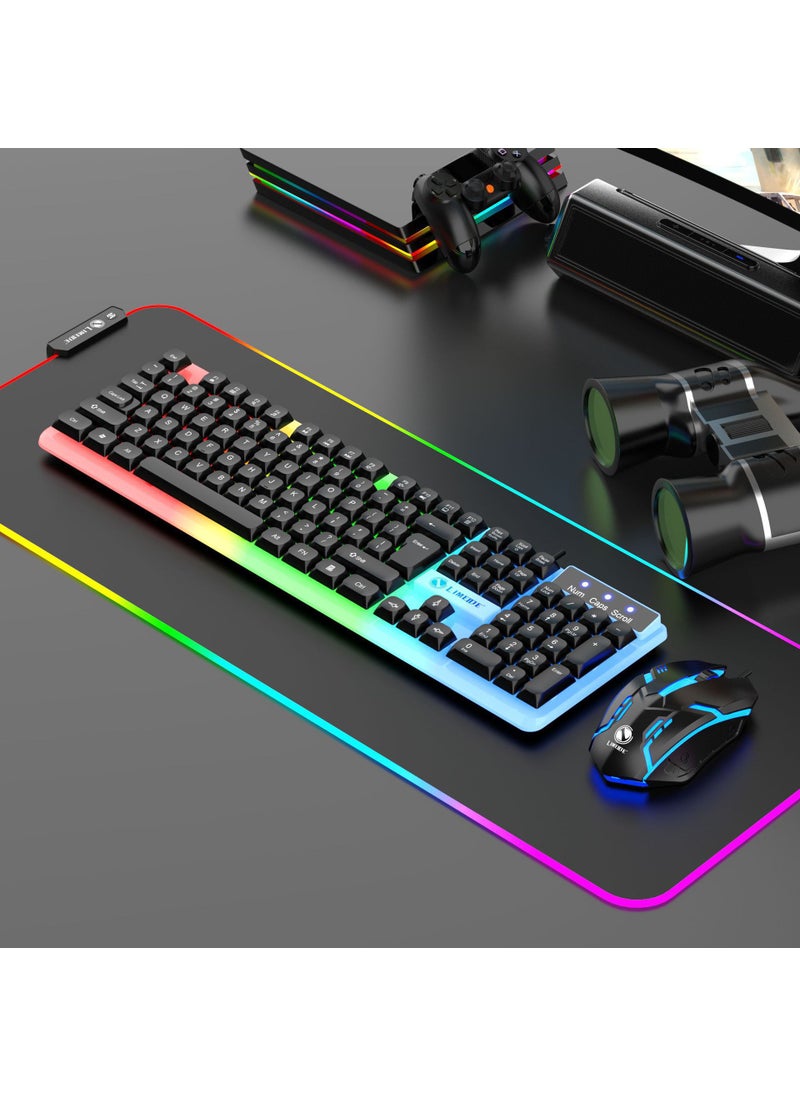 Generic - كيبورد وفأرة ليميد Li محدثة GTX350 مضيئة مع تغطية مفتاح كروي سلكي احساس ميكانيكي GTX350 طقم كاب كروي أسود - Image 1
