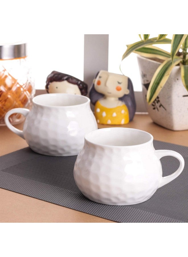 Clay Craft Basics - Ceramic Checkered Hammered Soup Maggie and Noodle Cup, 460ml, 2 Pieces, Multicolour
