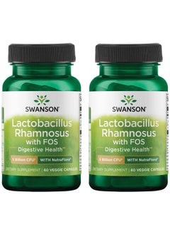 Lactobacillus Rhamnosus With Fos Probiotic Supplement Supports Digestive Health 5 Billion Cfu (60 Veggie Caps) 2 Pack