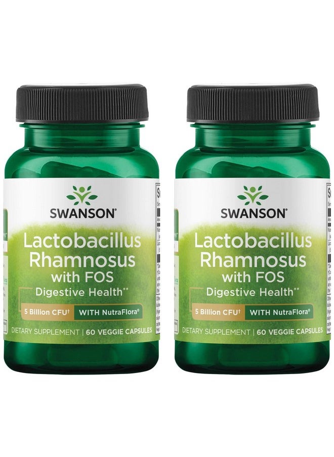 SWANSON - Lactobacillus Rhamnosus With Fos Probiotic Supplement Supports Digestive Health 5 Billion Cfu (60 Veggie Caps) 2 Pack - Image 1