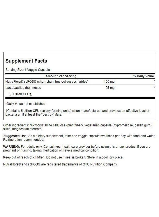 SWANSON - Lactobacillus Rhamnosus With Fos Probiotic Supplement Supports Digestive Health 5 Billion Cfu (60 Veggie Caps) 2 Pack - Image 1