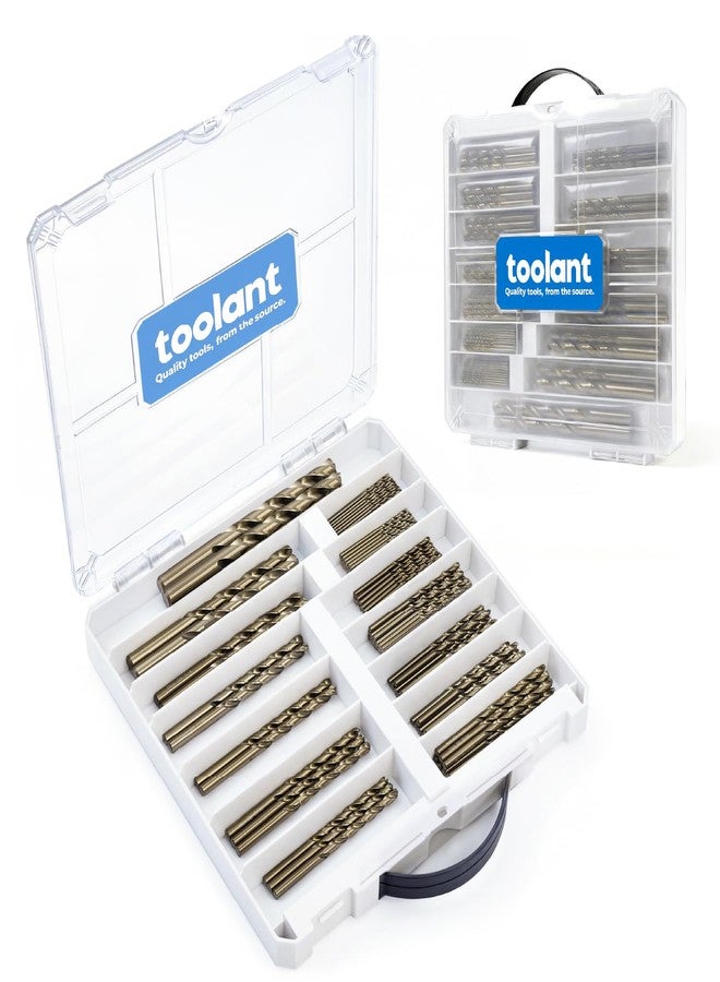 toolant 99Pcs Drill Bit Set,Cobalt Drill Bits Index for Hardened Metal,Stainless Steel,Plastics, Wood,Titanium Twist Jobber Drill Bits Bulk 1/16"-3/8", with Plastic Index Storage Case - Image 1