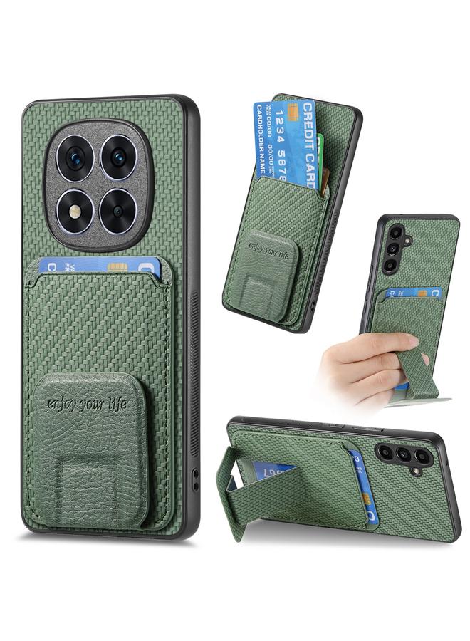 S-TOP Case For Redmi Note 14 5G Carbon Fiber Card Bag Fold Stand Phone Case - Image 1