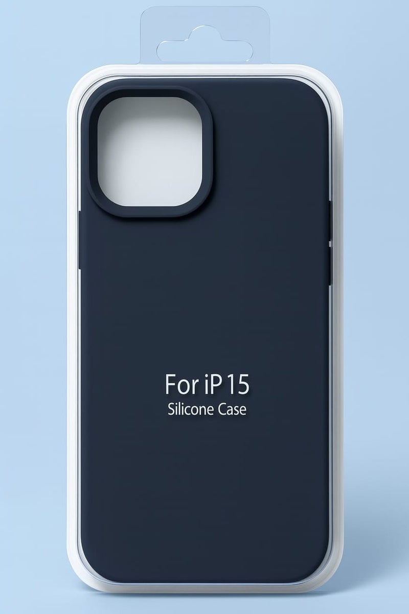 حرابي ميد جراب سيليكون لجهاز iPhone 15 - غطاء خلفي واقٍ مقاوم للصدمات، ناعم وخفيف الوزن، أزرق داكن - Image 2