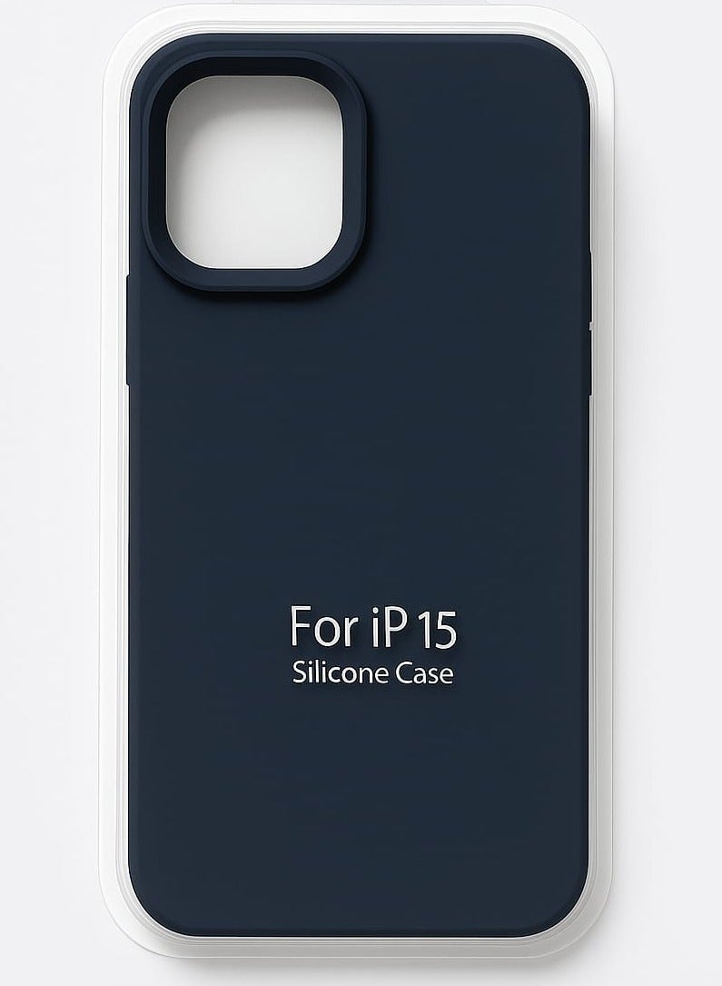 حرابي ميد جراب سيليكون لجهاز iPhone 15 - غطاء خلفي واقٍ مقاوم للصدمات، ناعم وخفيف الوزن، أزرق داكن - Image 1