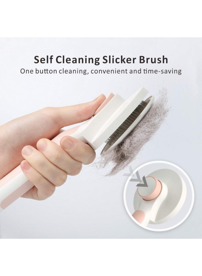 Meetion Pet Grooming Brush, Cats Dogs Brushes for Long Haired & Short Hair, Supple Stainless Steel Bristles Quick Cleaning of the Brush to Remove Tangles Dead Undercoat and Dirt  - Image 3