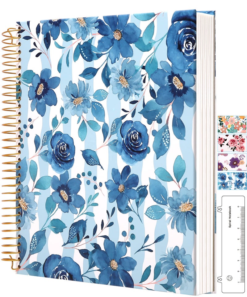 CAGIE Hardcover Spiral Notebook 8.5 x 11 Spiral Journal Notebooks College Ruled with Large Pockets Aesthetic Floral Note Book Spiral Bound Journals for Note Taking Women Writing School, 200 Pages - Image 1