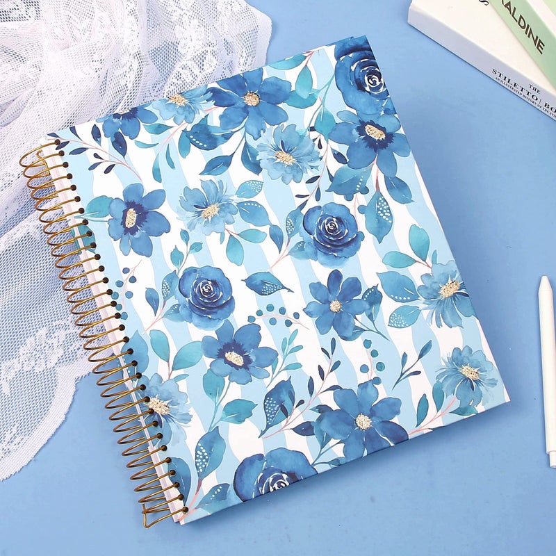 CAGIE Hardcover Spiral Notebook 8.5 x 11 Spiral Journal Notebooks College Ruled with Large Pockets Aesthetic Floral Note Book Spiral Bound Journals for Note Taking Women Writing School, 200 Pages - Image 2