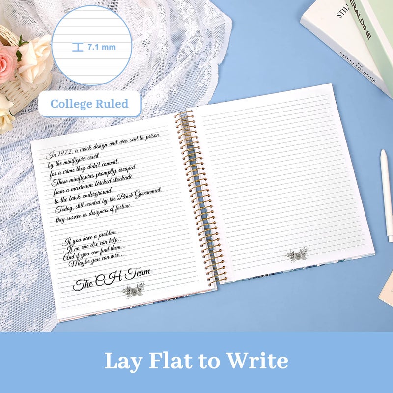 CAGIE Hardcover Spiral Notebook 8.5 x 11 Spiral Journal Notebooks College Ruled with Large Pockets Aesthetic Floral Note Book Spiral Bound Journals for Note Taking Women Writing School, 200 Pages - Image 4