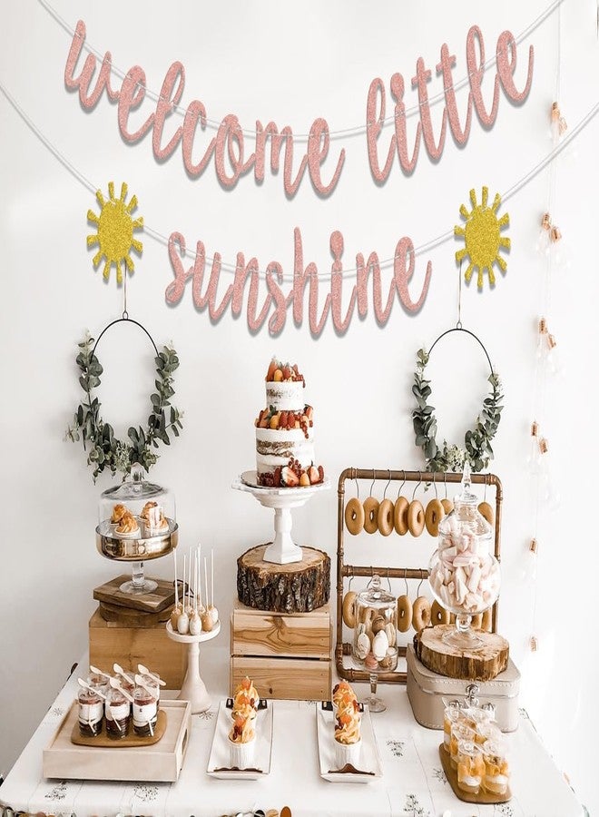 WFKLDF Welcome Little Sunshine Banner, Sunshine Baby Shower Party Decorations, Summer Gender Reveal Decor, Sunshine Welcome Baby Shower Birthday Party Supplies - Image 2
