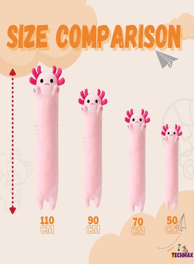 TechMax Solution Long Pink Axolotl Plush Pillow Toy Cute Axolotl Stuffed Animal for Girls and Boys - Image 2
