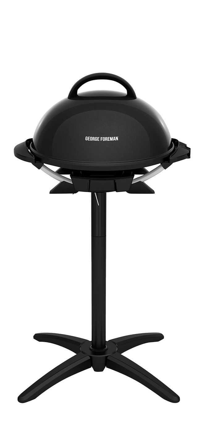 George Foreman Indoor/Outdoor Electric Patio Grill, Apartment Approved, 15-Serving, Removable Stand, Black - Image 1