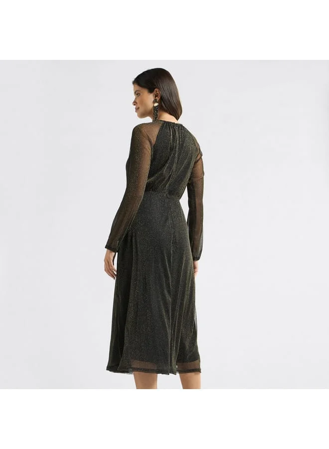 Splash FAV Sheer Sleeve Midi Dress