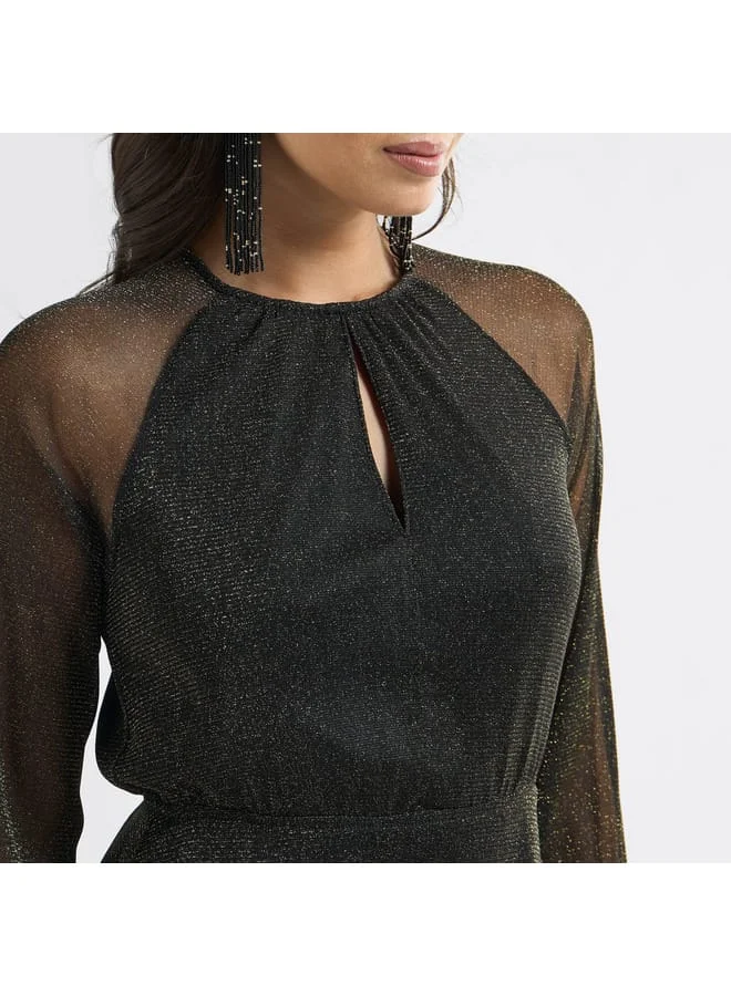 Splash FAV Sheer Sleeve Midi Dress