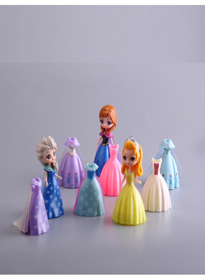 fashionhome 18 Pieces Disney Action Figures Princess Dolls and Dresses Set in Vibrant Colors for Kids - Image 3