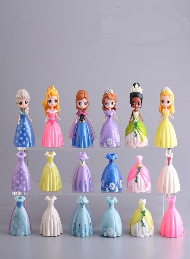 fashionhome 18 Pieces Disney Action Figures Princess Dolls and Dresses Set in Vibrant Colors for Kids - Image 1