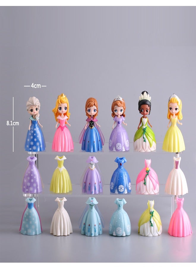 fashionhome 18 Pieces Disney Action Figures Princess Dolls and Dresses Set in Vibrant Colors for Kids - Image 4