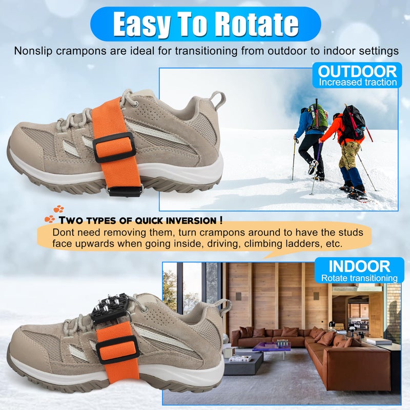 FUSIGO Ice Cleats Snow Traction Cleats for Walking on Snow and Ice Mid-Sole Non-Slip Crampons with Adjustable Straps 7 Tungsten Studs for Grippers Anti Slip Traction Cleats for Walking Jogging Hiking M-1pair - Image 5