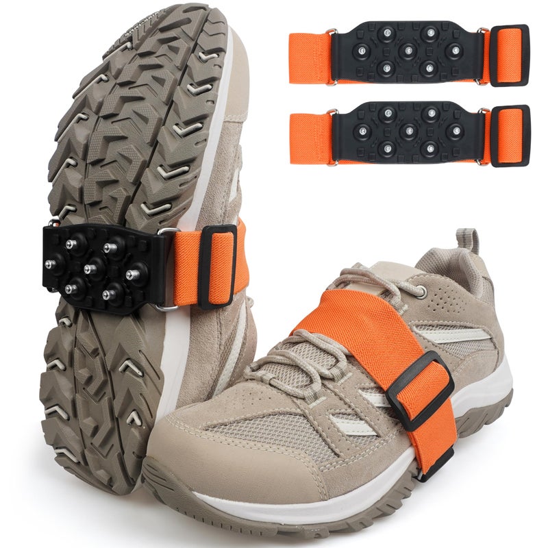 FUSIGO Ice Cleats Snow Traction Cleats for Walking on Snow and Ice Mid-Sole Non-Slip Crampons with Adjustable Straps 7 Tungsten Studs for Grippers Anti Slip Traction Cleats for Walking Jogging Hiking M-1pair - Image 1