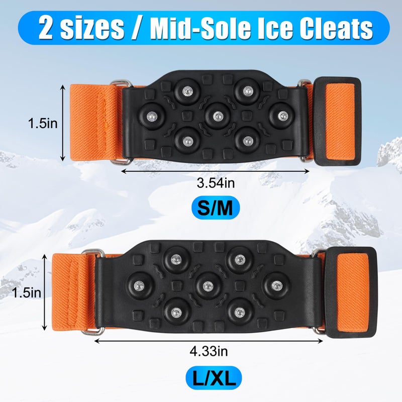 FUSIGO Ice Cleats Snow Traction Cleats for Walking on Snow and Ice Mid-Sole Non-Slip Crampons with Adjustable Straps 7 Tungsten Studs for Grippers Anti Slip Traction Cleats for Walking Jogging Hiking M-1pair - Image 3