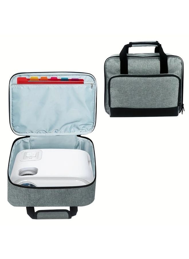 Durable Polyester Projector Carry Bag With Comfortable Handle Strap Zipper Closure Grey - Image 4