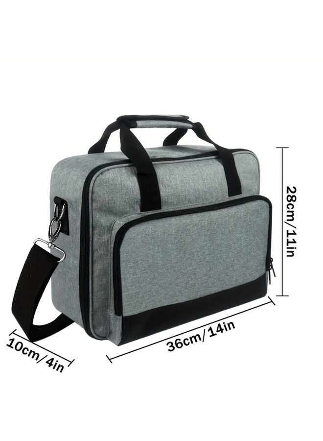 Durable Polyester Projector Carry Bag With Comfortable Handle Strap Zipper Closure Grey - Image 3