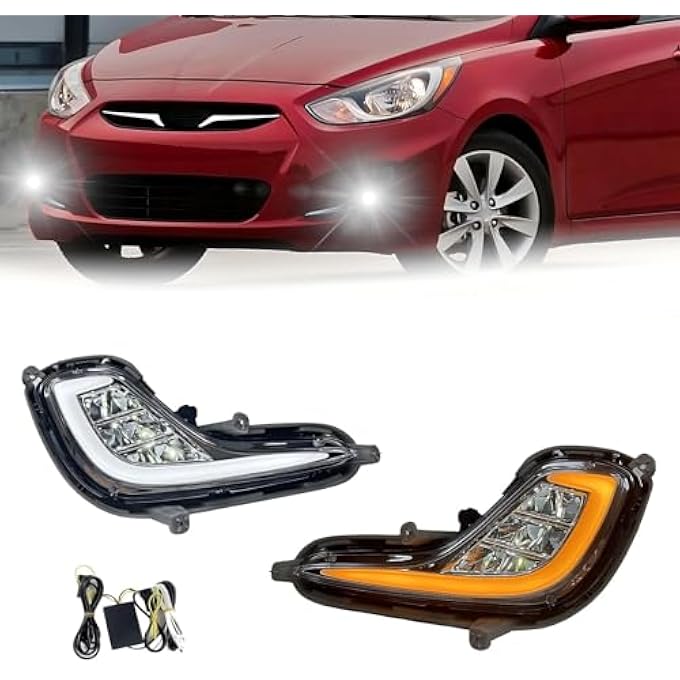 BOXLIGHT Fit For 20122017 Hyundai Accent Fog Lights With Drl And Turn Signal Full Kit With Switch And Harness Led Version - Image 2