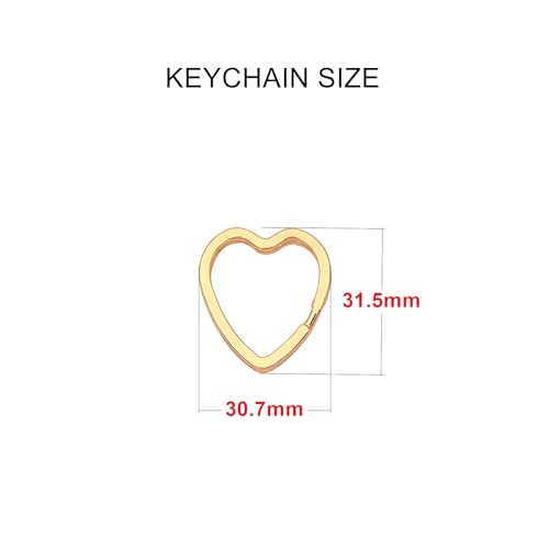 ZoloAJay 12pcs Creative Key Ring Keychain Heart Shape Golden Metal Flat Split Key Holder Chains Rings Crafts DIY for Home Car Tag Office Organization Lanyards Keys Attachment Gift - Image 2