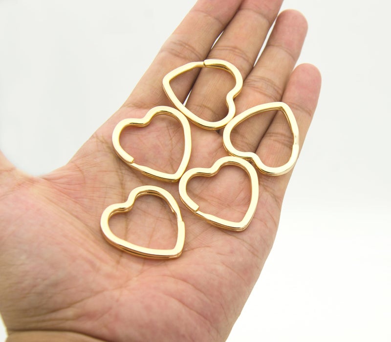 ZoloAJay 12pcs Creative Key Ring Keychain Heart Shape Golden Metal Flat Split Key Holder Chains Rings Crafts DIY for Home Car Tag Office Organization Lanyards Keys Attachment Gift - Image 3