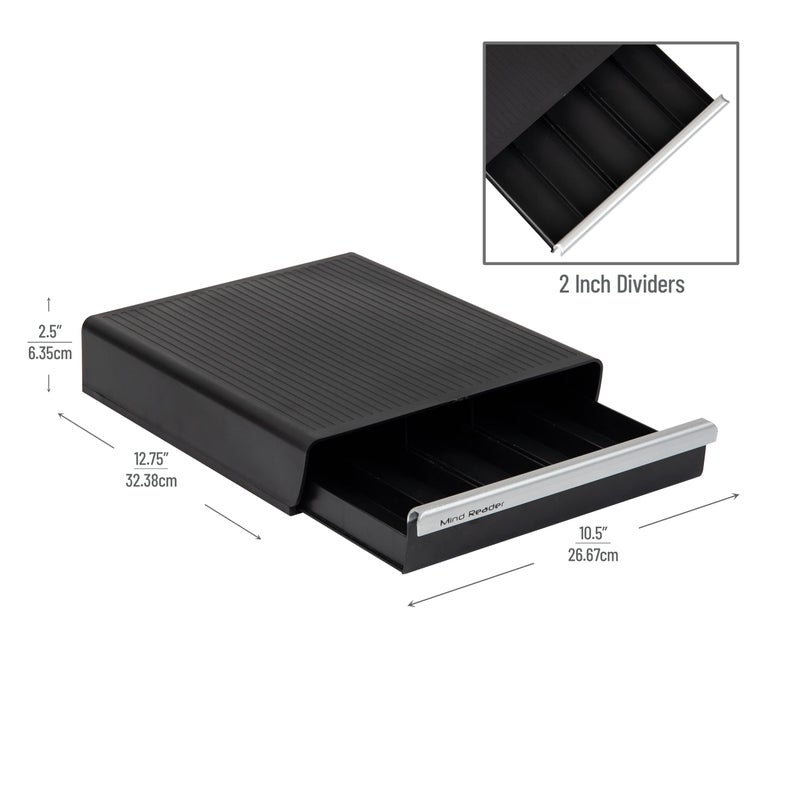 Mind Reader Single Serve Coffee Pod Drawer, 30 Pod Capacity, Countertop Organizer, 10.5"L x 12.75"W x 2.5"H, Black - Image 3