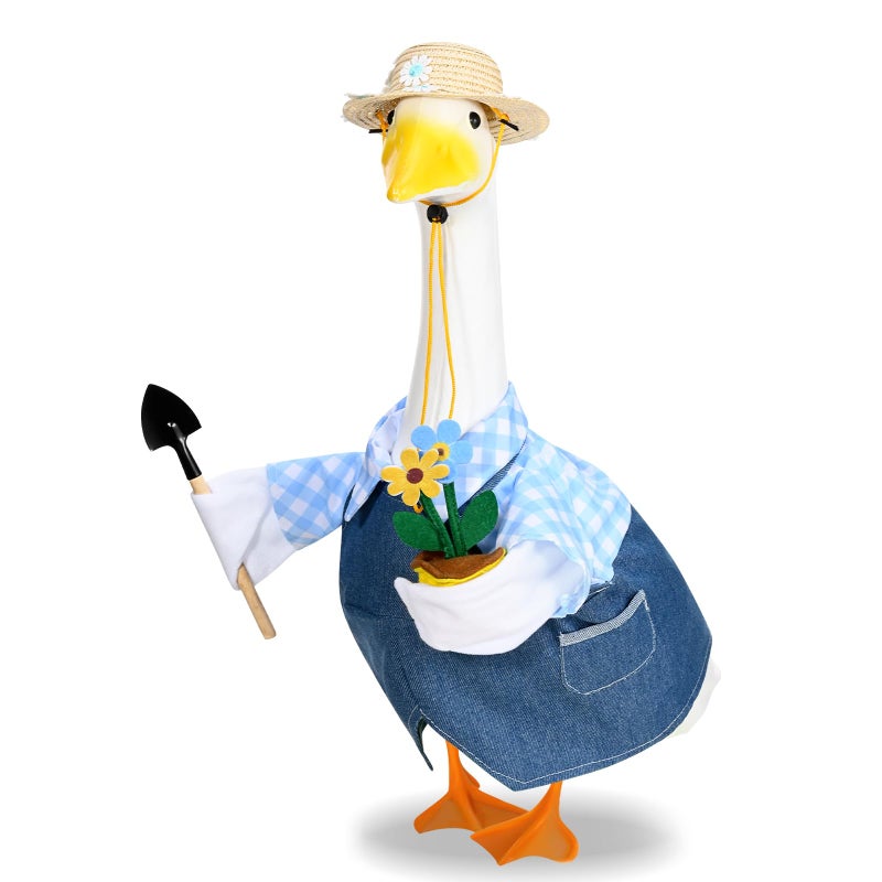 JcHrmers Gardener Porch Goose Outfits Spring Goose Outfit Cute Lawn Porch Goose Clothes Fits 23" Cement Plastic Goose Statue for Outdoor Garden Yard Patio Art Decor (Style3) - Image 1