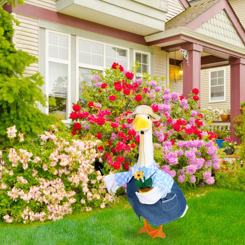 JcHrmers Gardener Porch Goose Outfits Spring Goose Outfit Cute Lawn Porch Goose Clothes Fits 23" Cement Plastic Goose Statue for Outdoor Garden Yard Patio Art Decor (Style3) - Image 5