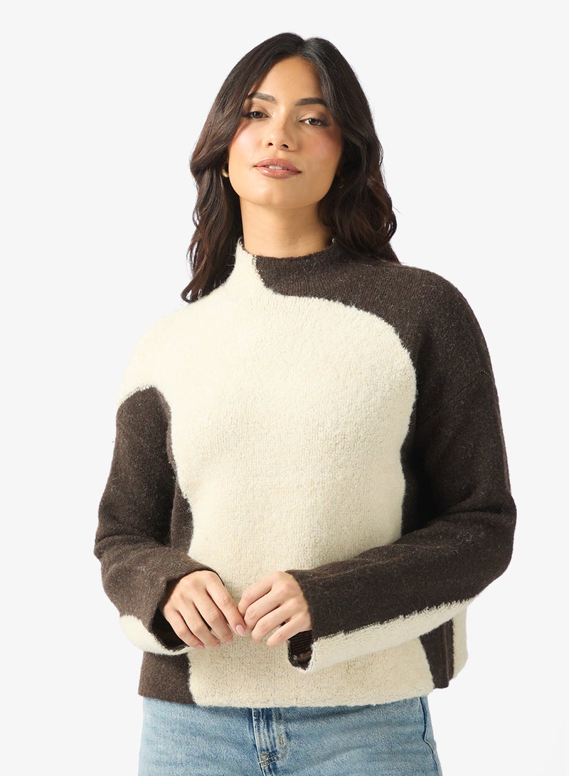 فيرو مودا كنزة بياقة قمعية وأكمام طويلة من فيماشر - Image 1