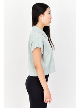 adidas Originals Women Sportswear Fit Short Sleeve Outdoor Crop Polo Shirt, Mint Green  - Image 3